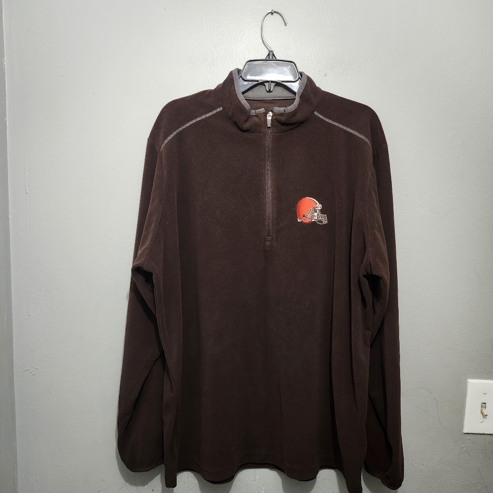 Clevland Brown Quarter-Zip Pullover Sweater Long Sleeve Size XXL